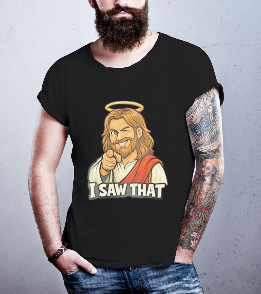 Jesus Winking Pointing I Saw That Halo Robe T-Shirt