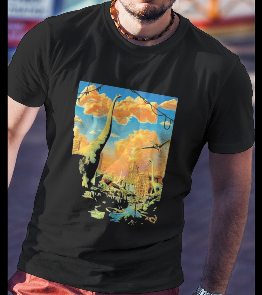 Phish Syracuse NY July 21 2026 St Joseph Health Amphitheatre Dinosaur Cityscape T-Shirt