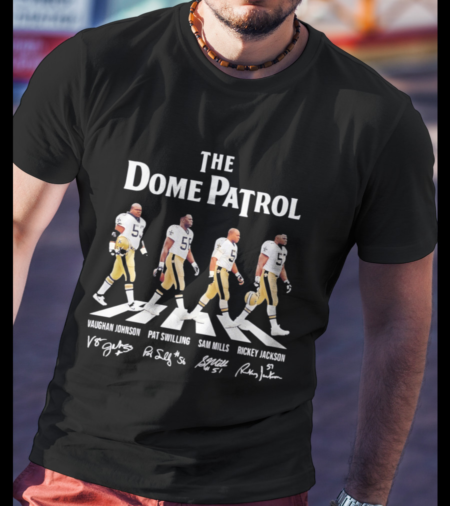 The Dome Patrol New Orleans Saints Vaughan Johnson Pat Swilling Sam Mills Rickey Jackson Abbey Road T-Shirt
