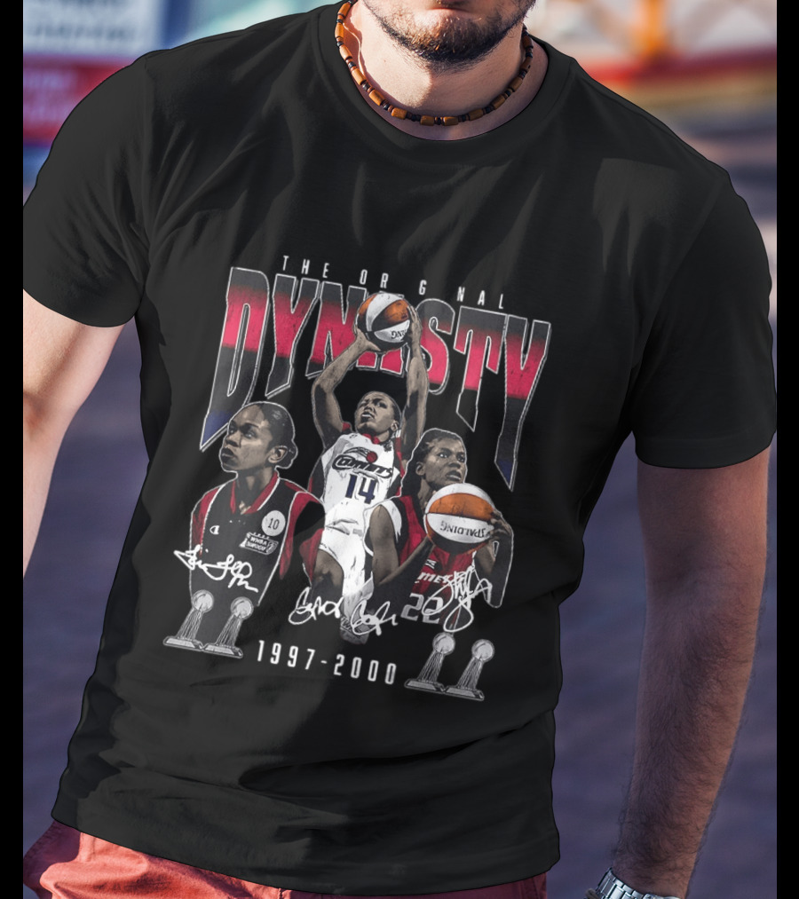 The Original Dynasty Sheryl Swoopes Cynthia Cooper Tina Thompson Houston Comets 1997 2000 T-Shirt