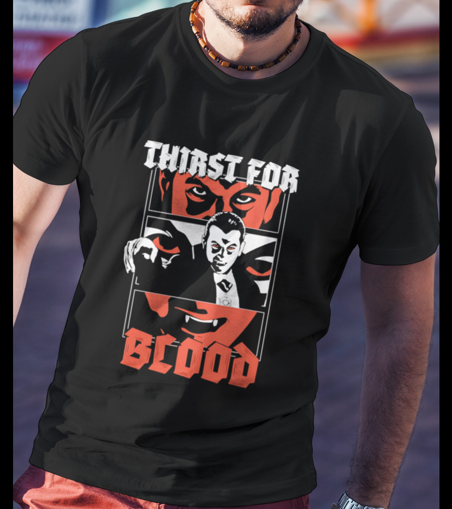 Thirst For Blood Vampire Horror Iconic Red Face T-Shirt