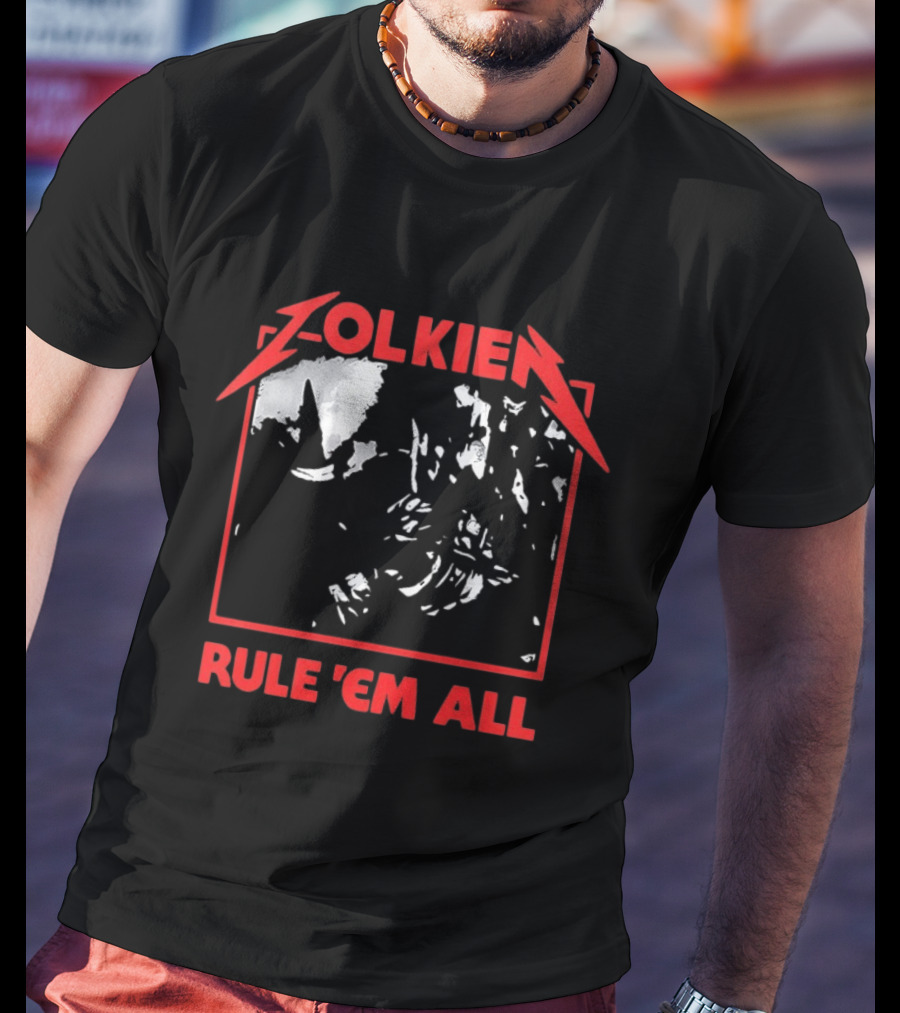 Tolkien Rule 'Em All Lord Of The Rings Metallica Mashup T-Shirt