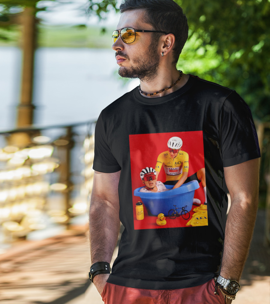 Tadej Pogačar Isaac Del Toro LCL UAE Team 2026 Cycling Bath Scene T-Shirt