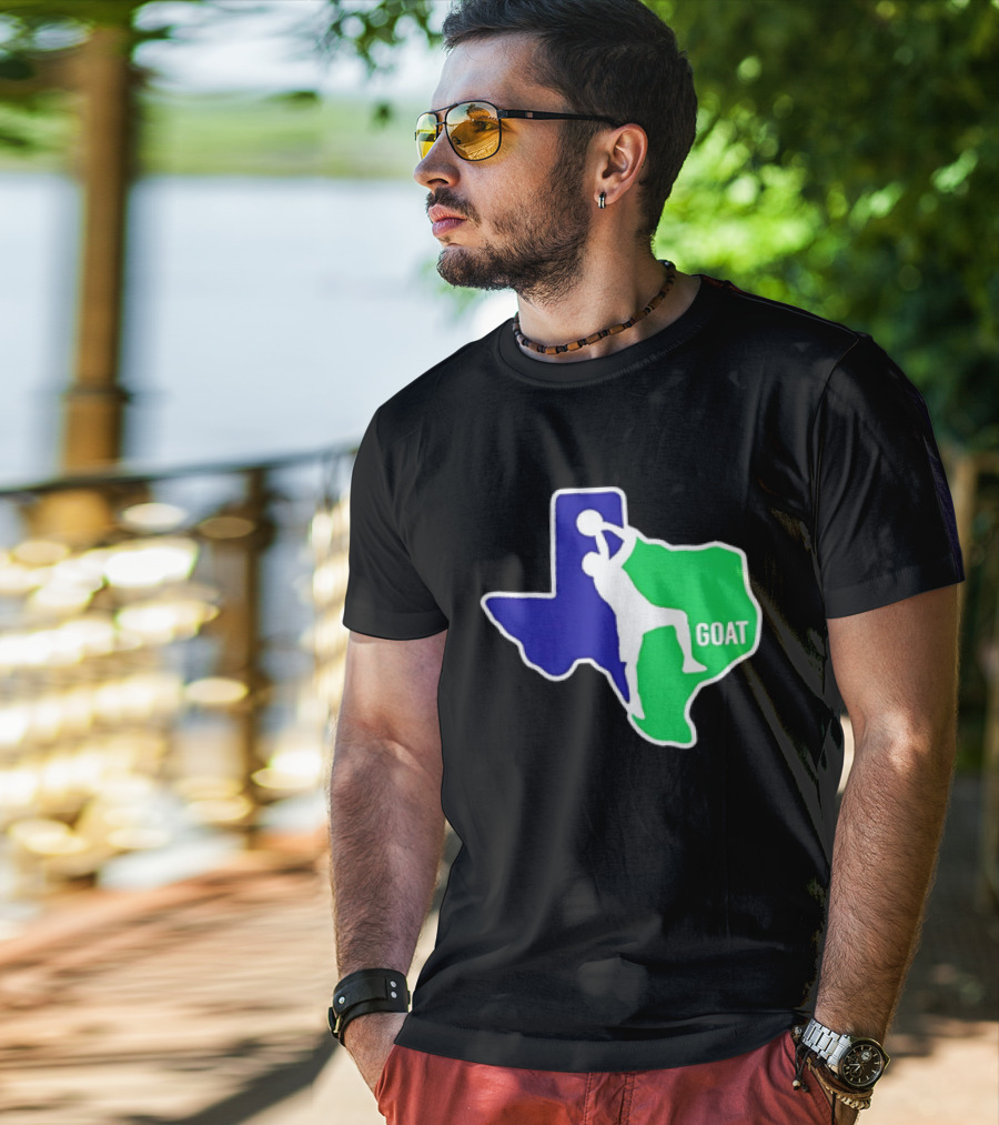 Texas Basketball Goat Silhouette Blue Green State T-Shirt