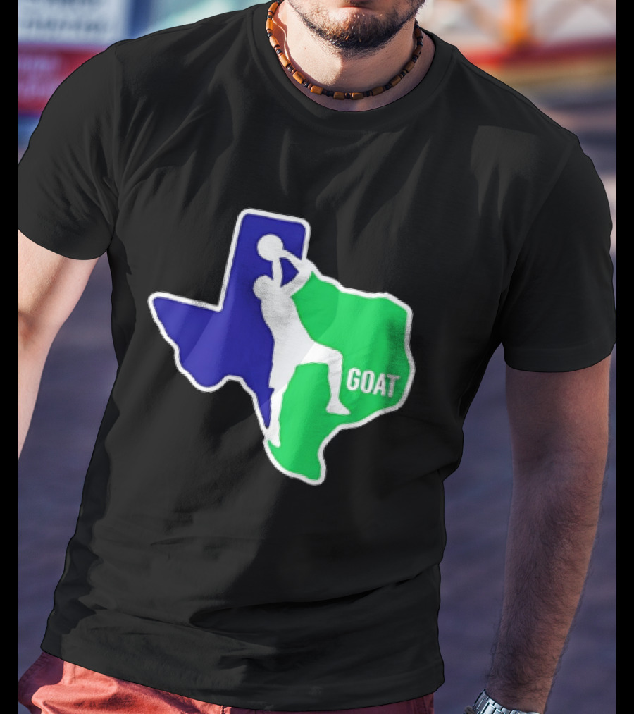 Texas Basketball Goat Silhouette Blue Green State T-Shirt