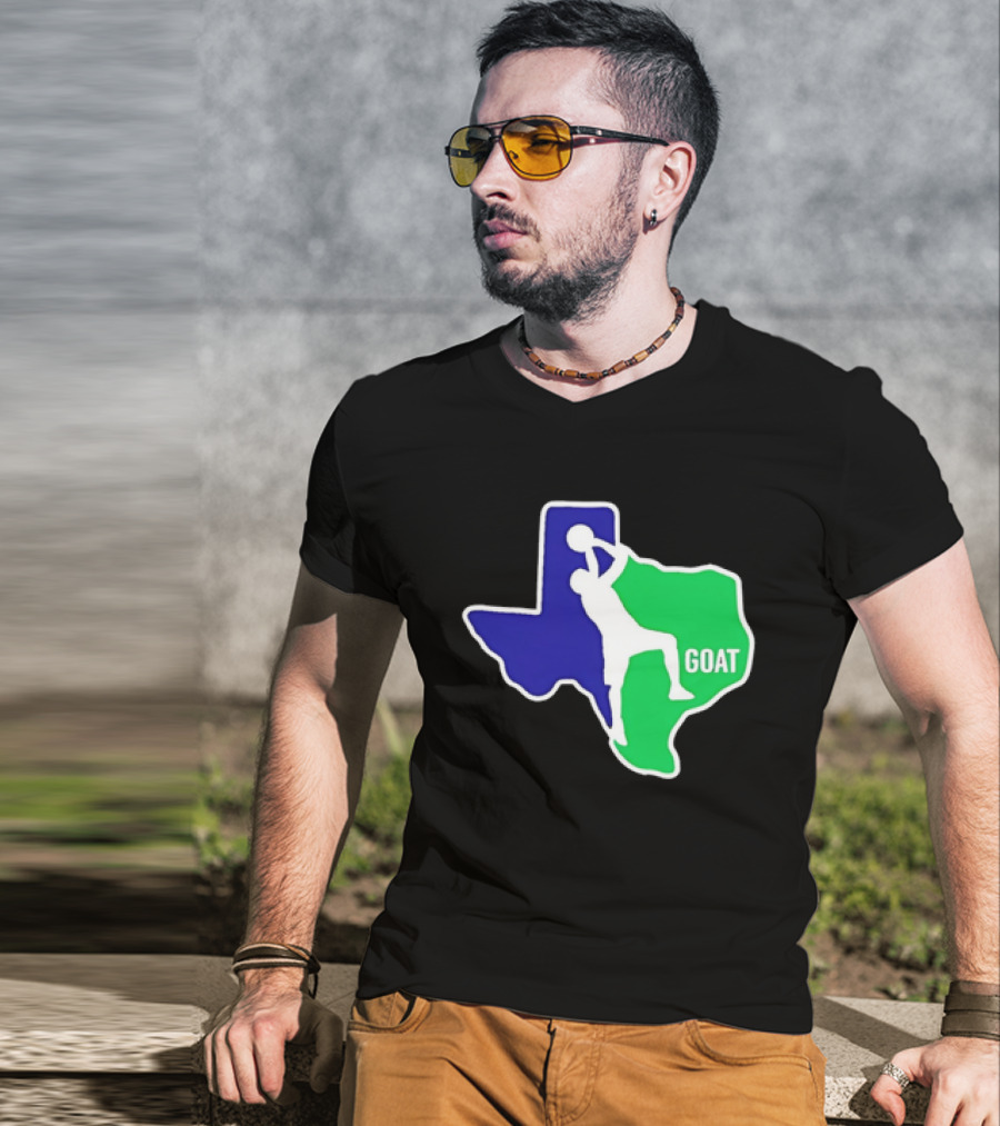 Texas Basketball Goat Silhouette Blue Green State T-Shirt