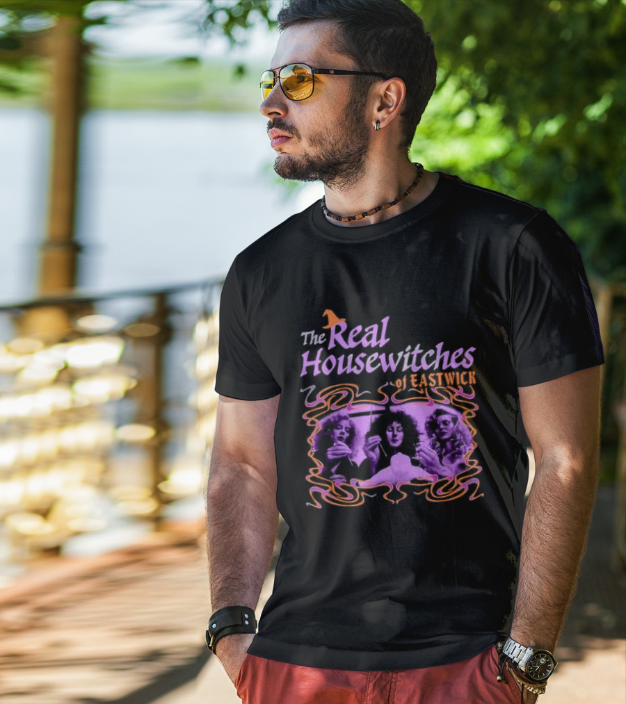 The Real Housewitches Of Eastwick Witchy Vibes Three Women Voodooing A Doll T-Shirt