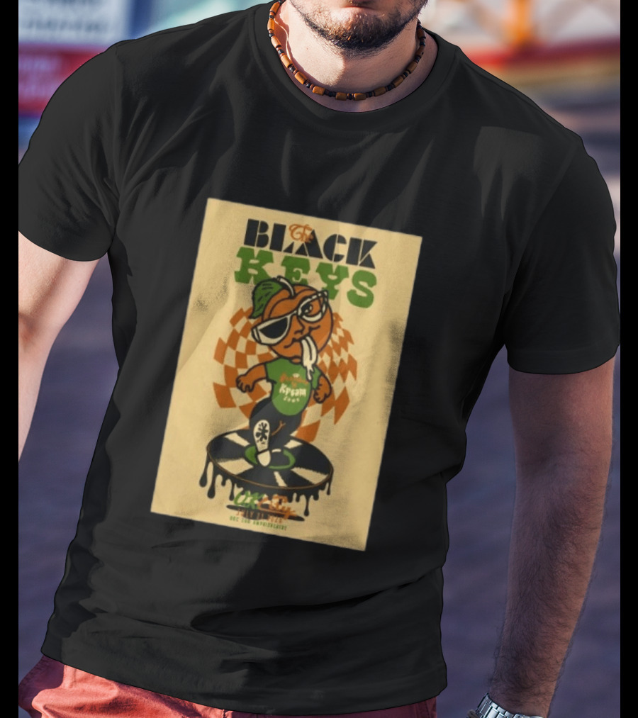The Black Keys Oklahoma City OK July 21 2026 Checkered Record Orange Character Event T-Shirt