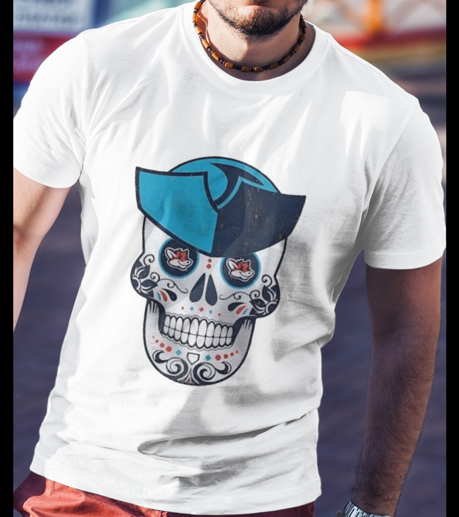 Day Of The Dead Skull Patriot Fox Sports Foxes Football T-Shirt