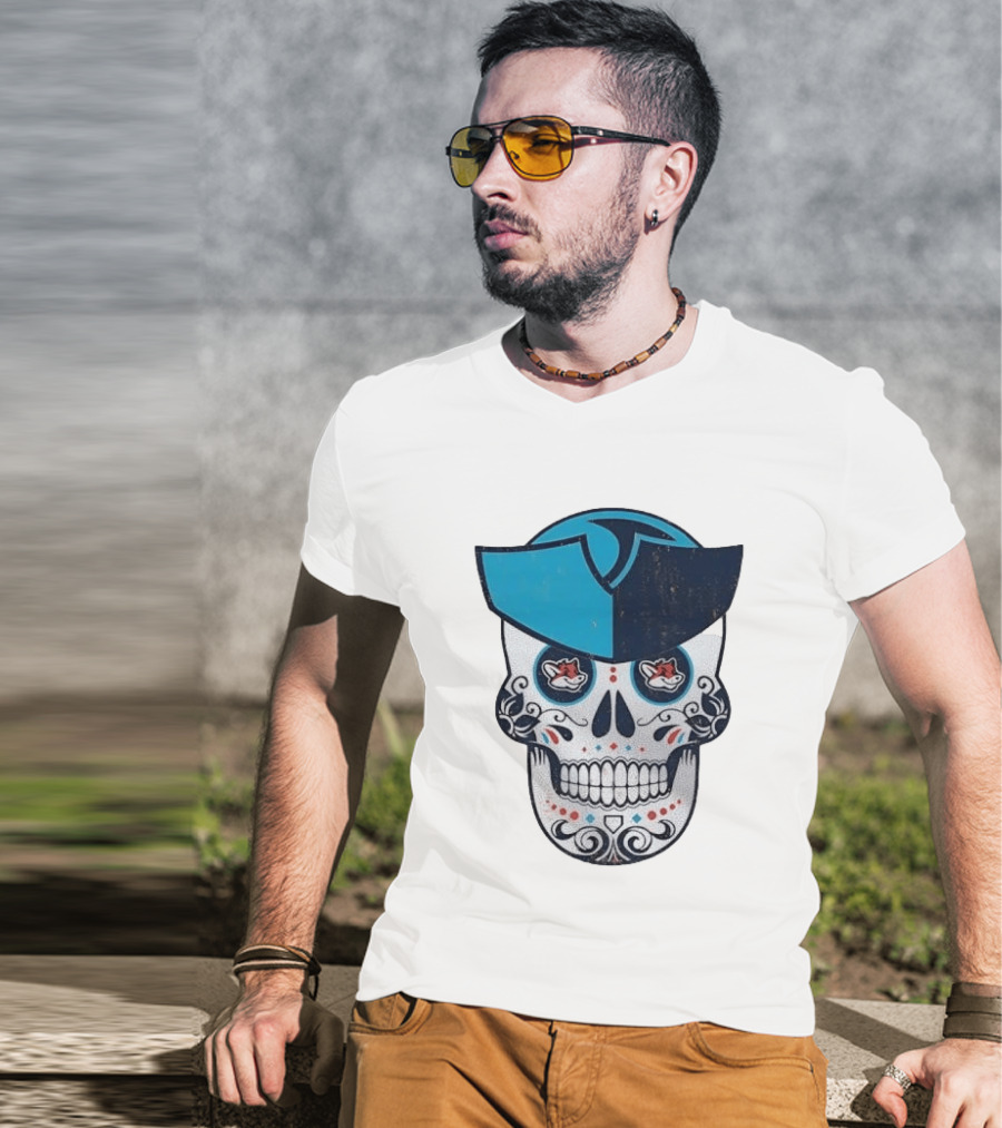 Day Of The Dead Skull Patriot Fox Sports Foxes Football T-Shirt