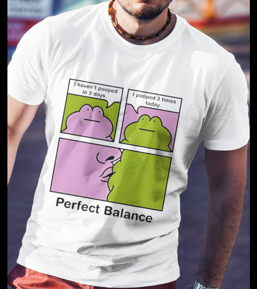 Perfect Balance Frog Meme I Haven't Pooped In 3 Days Pooped 3 Times Today T-Shirt