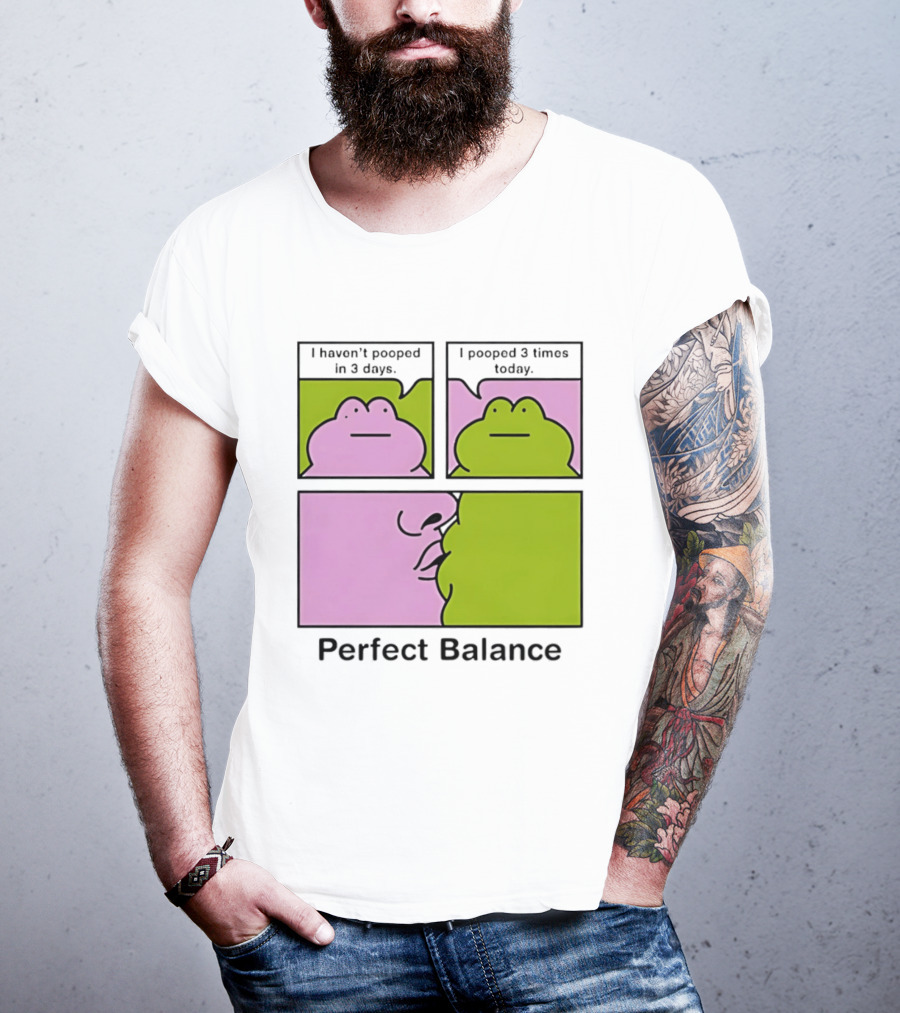 Perfect Balance Frog Meme I Haven't Pooped In 3 Days Pooped 3 Times Today T-Shirt