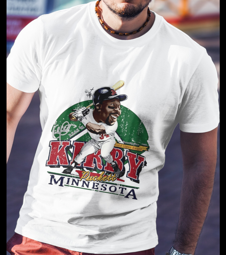 Kirby Puckett Minnesota Gold Glove Award Bruce Stark Collection T-Shirt
