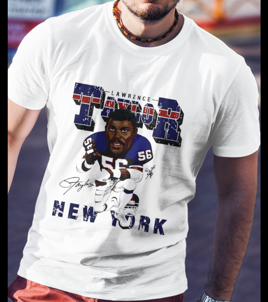 Lawrence Taylor New York Giants Kneeling Bruce Stark Collection T-Shirt