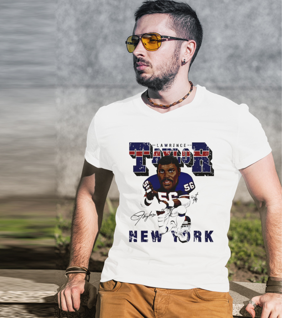 Lawrence Taylor New York Giants Kneeling Bruce Stark Collection T-Shirt