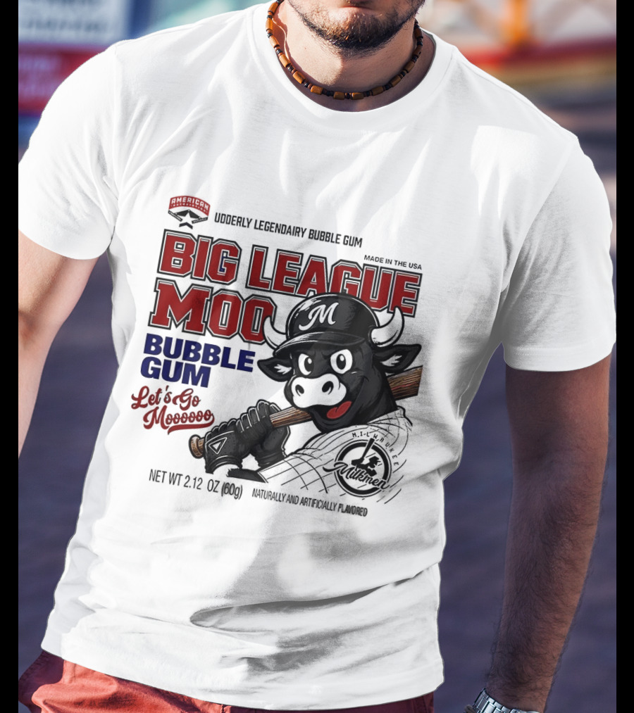 Milwaukee Milkmen Big League Moo Bubble Gum Udderly Legendary Made In USA T-Shirt