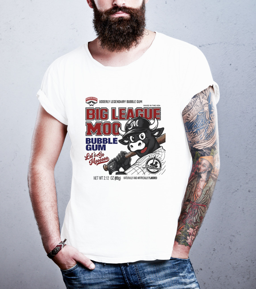 Milwaukee Milkmen Big League Moo Bubble Gum Udderly Legendary Made In USA T-Shirt