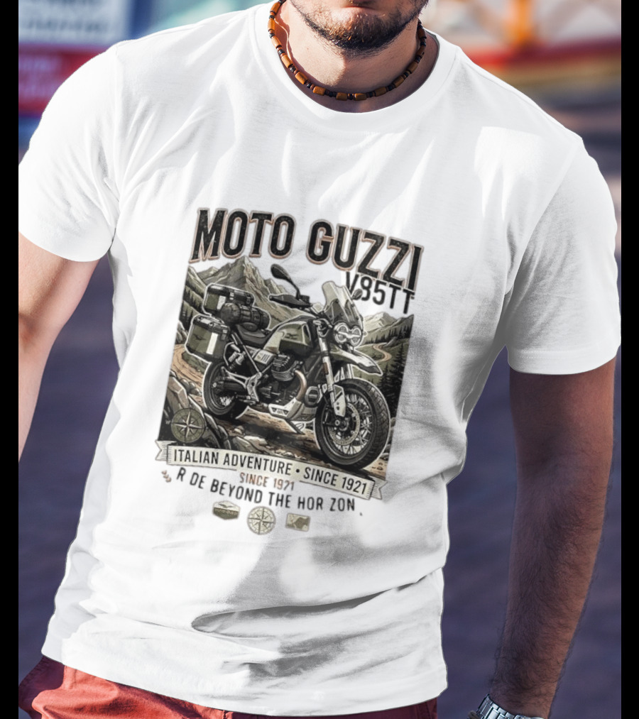 Moto Guzzi V85TT Italian Adventure Since 1921 Ride Beyond The Horizon T-Shirt