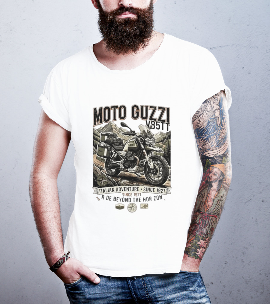 Moto Guzzi V85TT Italian Adventure Since 1921 Ride Beyond The Horizon T-Shirt