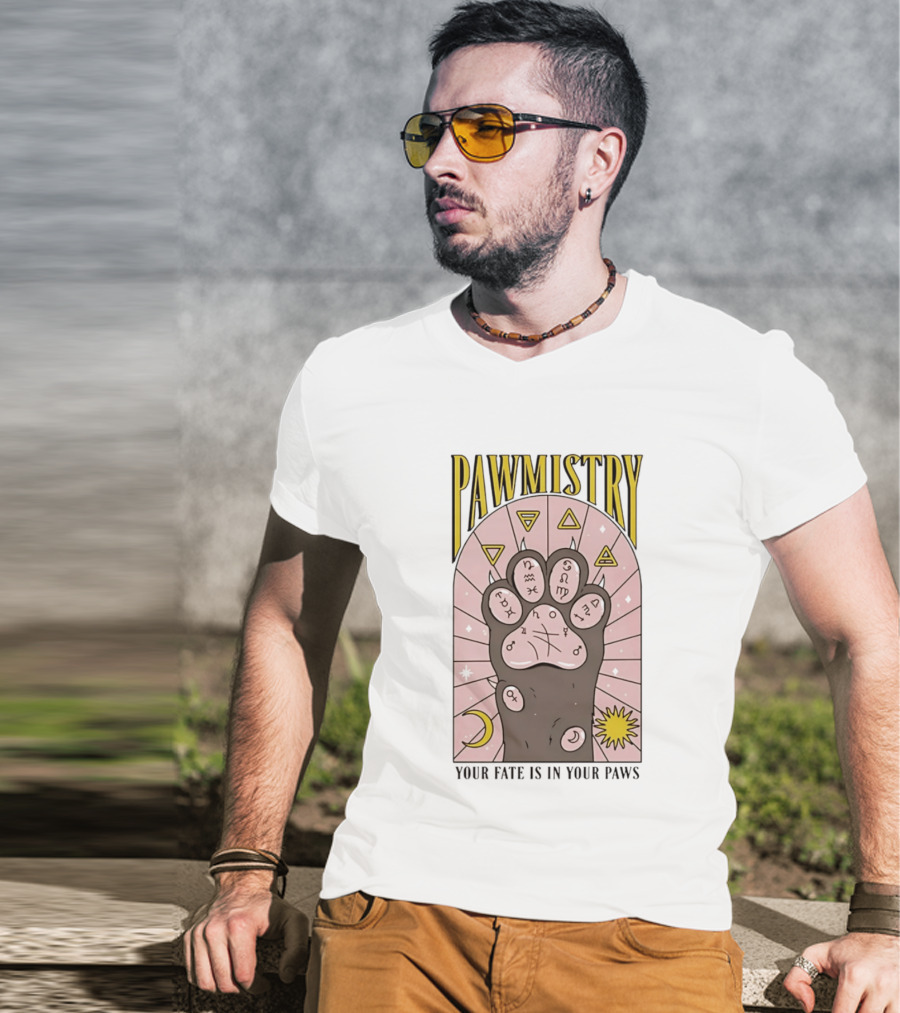 Pawmistry Astrology Cat Paw Your Fate Is In Your Paws Zodiac T-Shirt