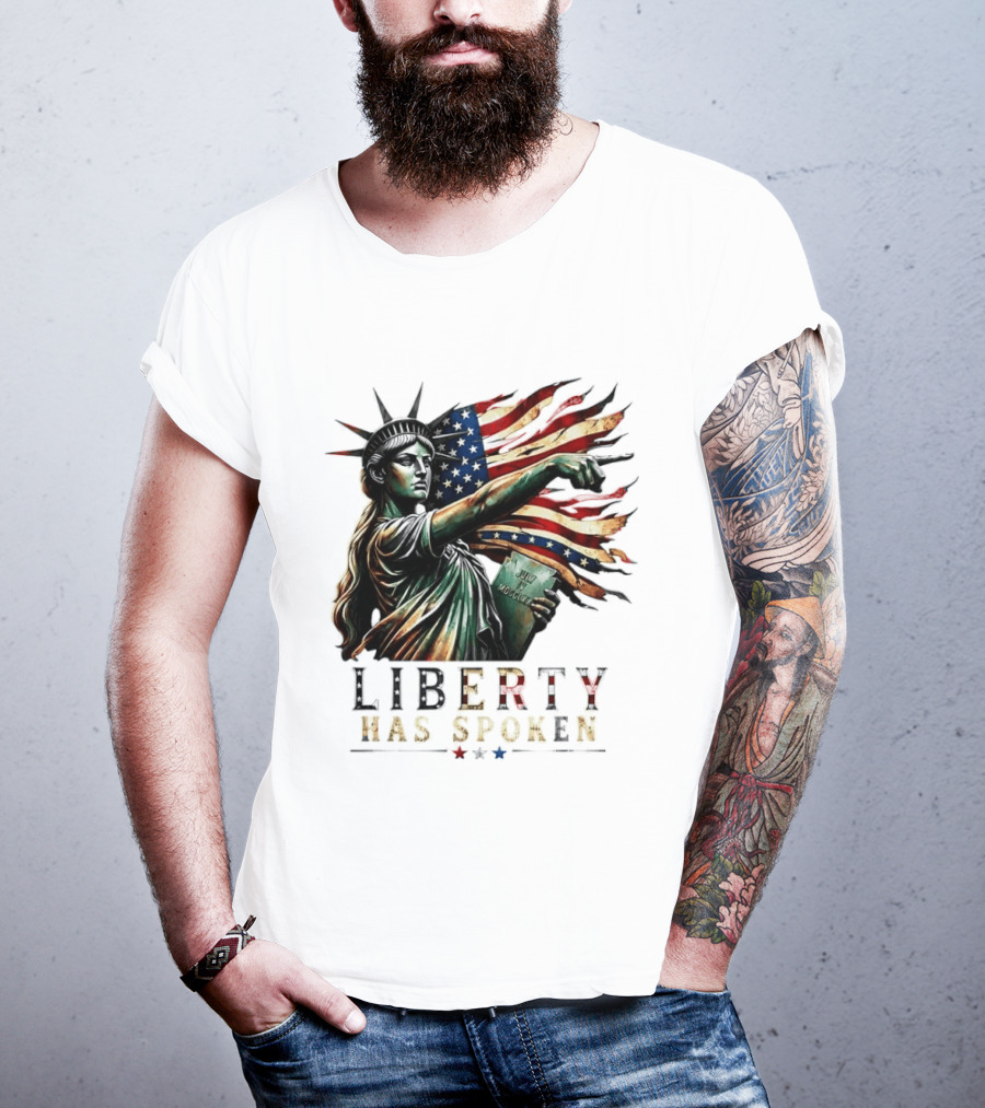 Sophia Cunningham Liberty Has Spoken Statue Of Liberty Pointing July Freedom Flag T-Shirt