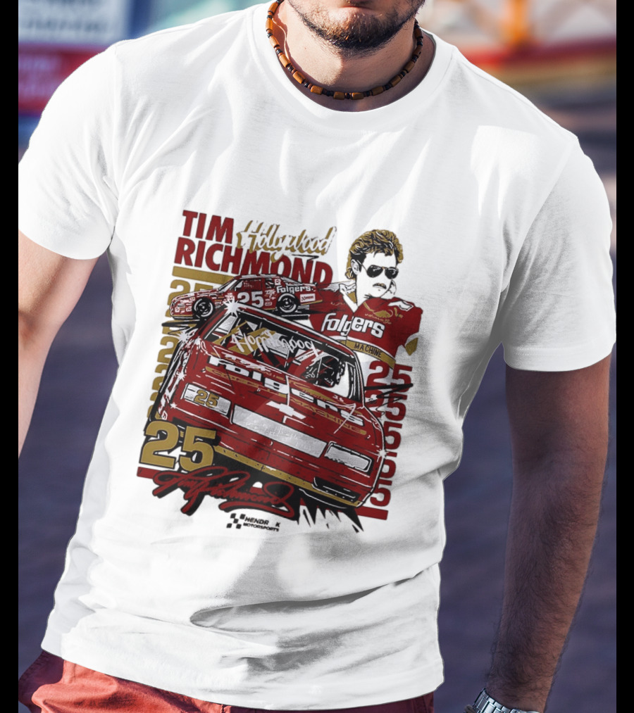 Tim Richmond Hollywood 25 Hendrick Motorsports Folgers NASCAR Racing T-Shirt