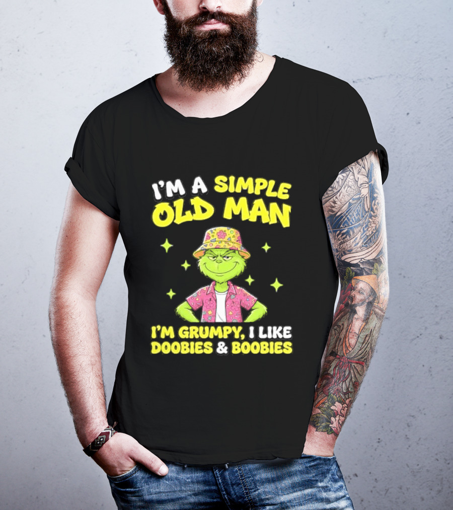 I'm A Simple Old Man Grumpy I Like Boobies Hawaiian Hat T-Shirt