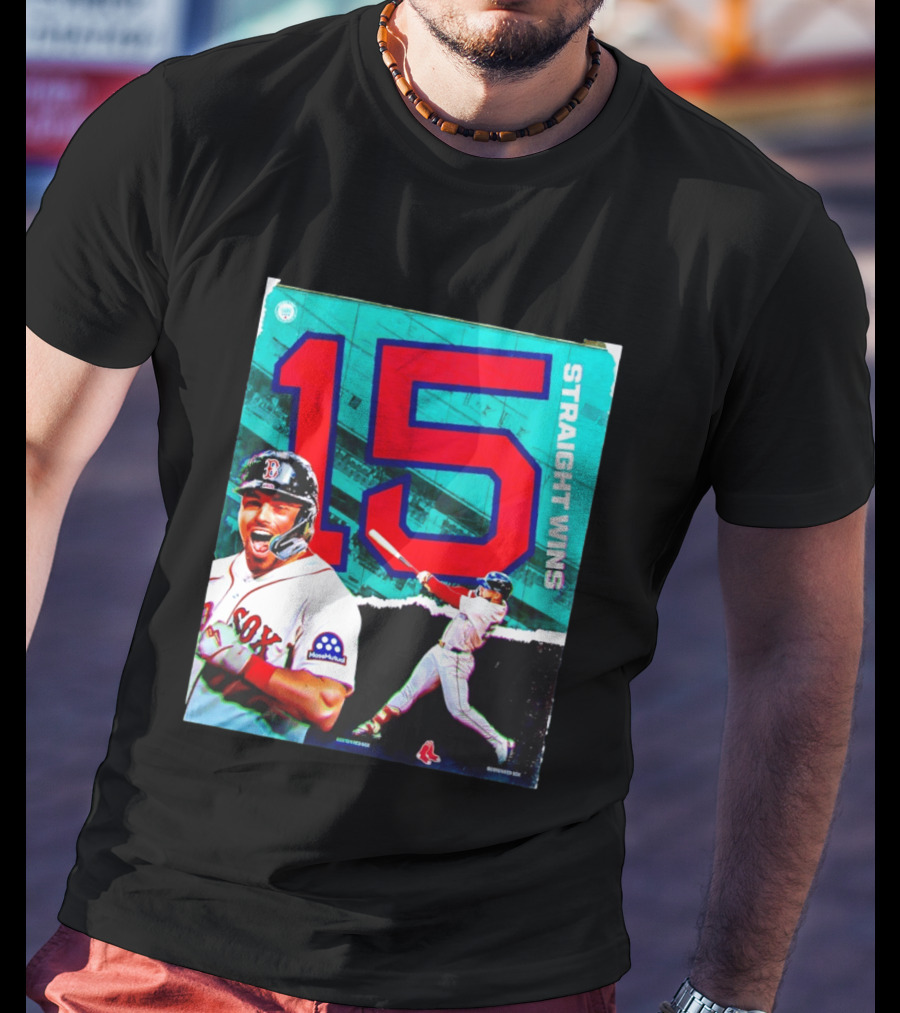 Boston Red Sox 15 Straight Wins Moose Mutual Collaboration T-Shirt