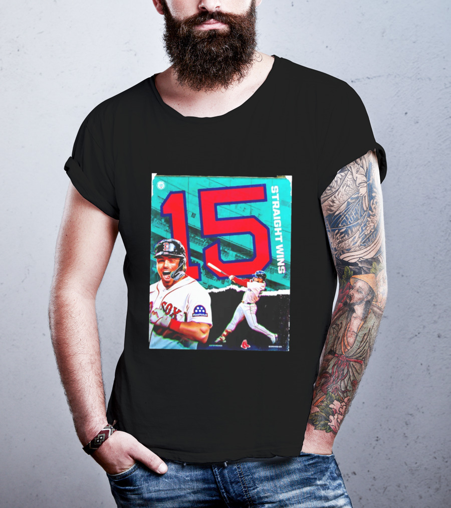 Boston Red Sox 15 Straight Wins Moose Mutual Collaboration T-Shirt