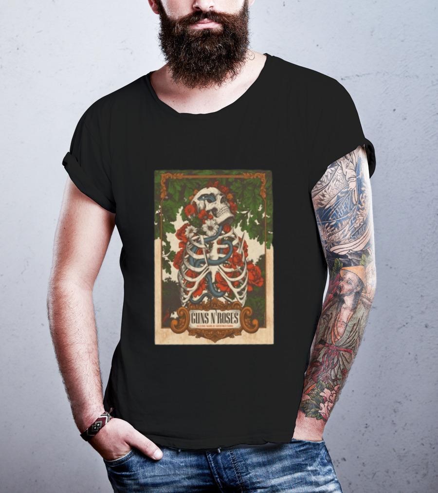 Guns N' Roses Skeleton Roses Raleigh NC 7 23 2026 T-Shirt