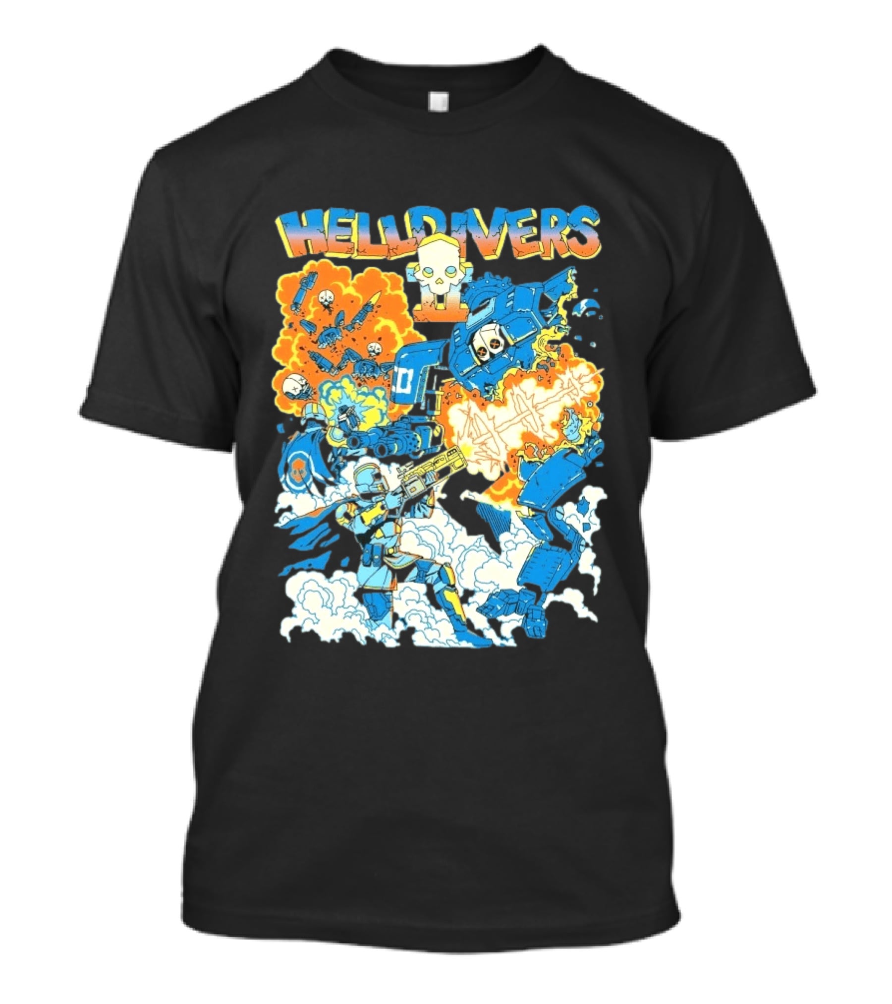 Helldivers 2 Explosive Battle Remember Outpost 32 Retro Skull Warfare T-Shirt