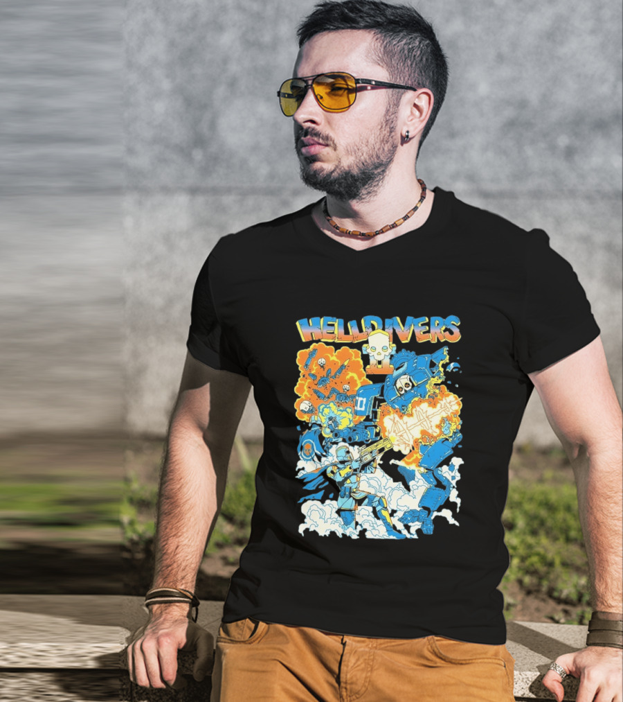 Helldivers 2 Explosive Battle Remember Outpost 32 Retro Skull Warfare T-Shirt
