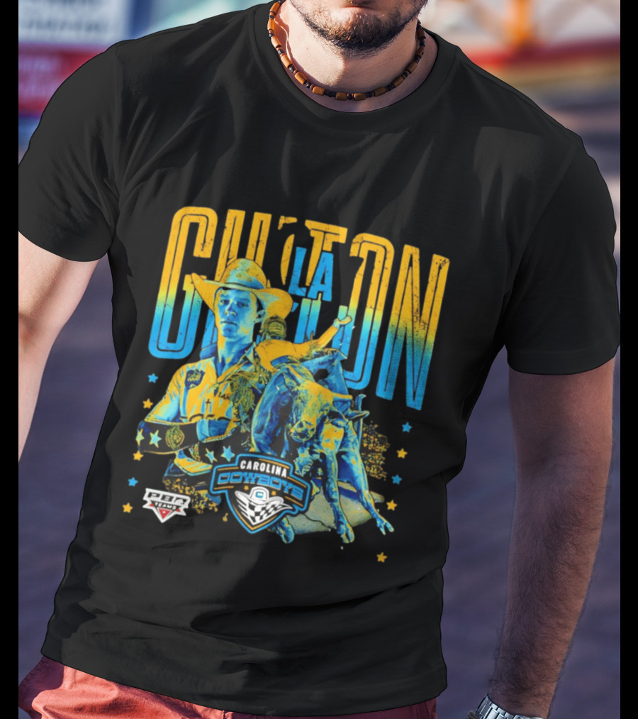 Carolina Cowboys Clay Guiton PBR Ranch Riding Champion T-Shirt