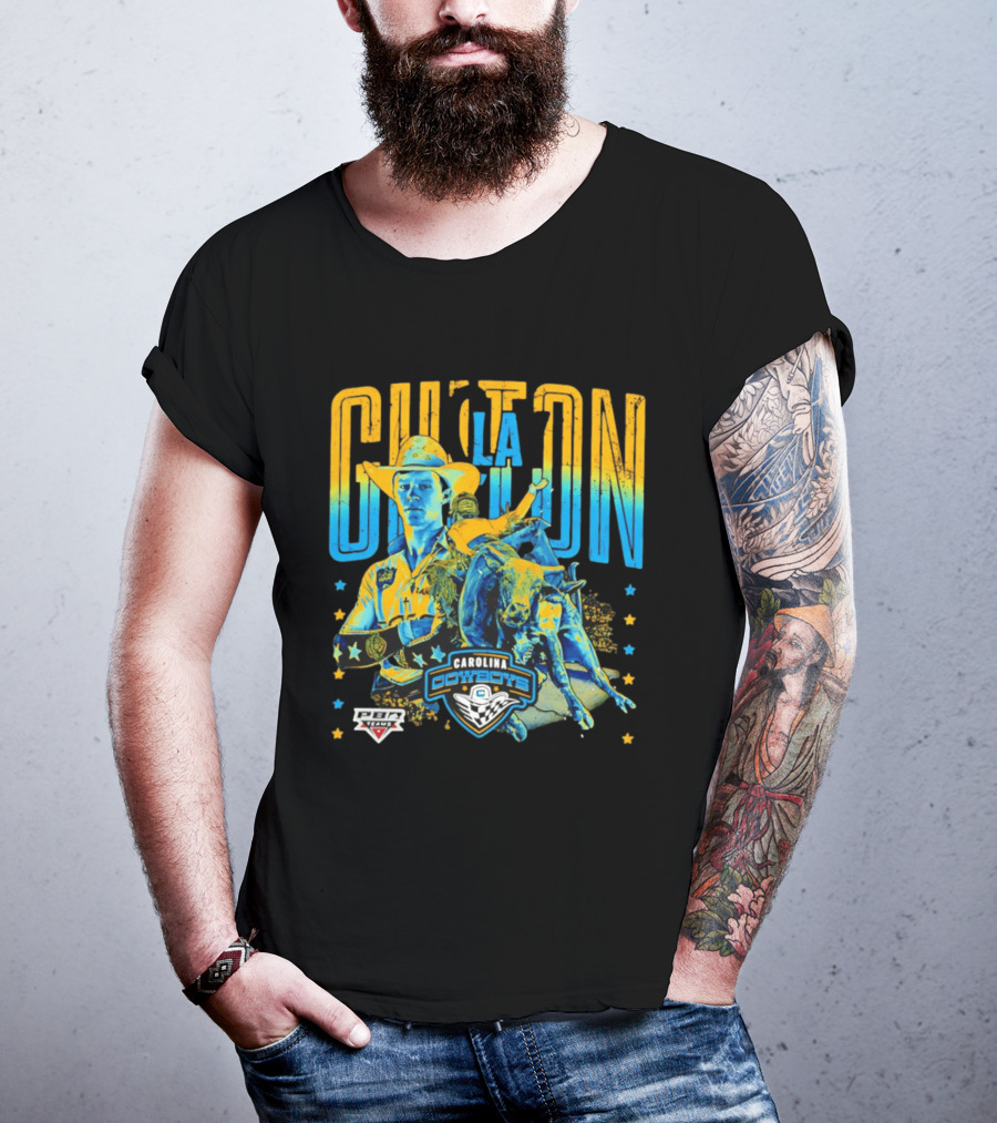 Carolina Cowboys Clay Guiton PBR Ranch Riding Champion T-Shirt