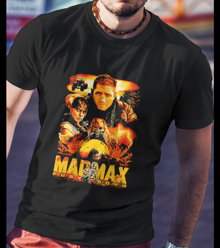 Mad Max Fury Road Characters Illustrated In Bold Orange Tones T-Shirt