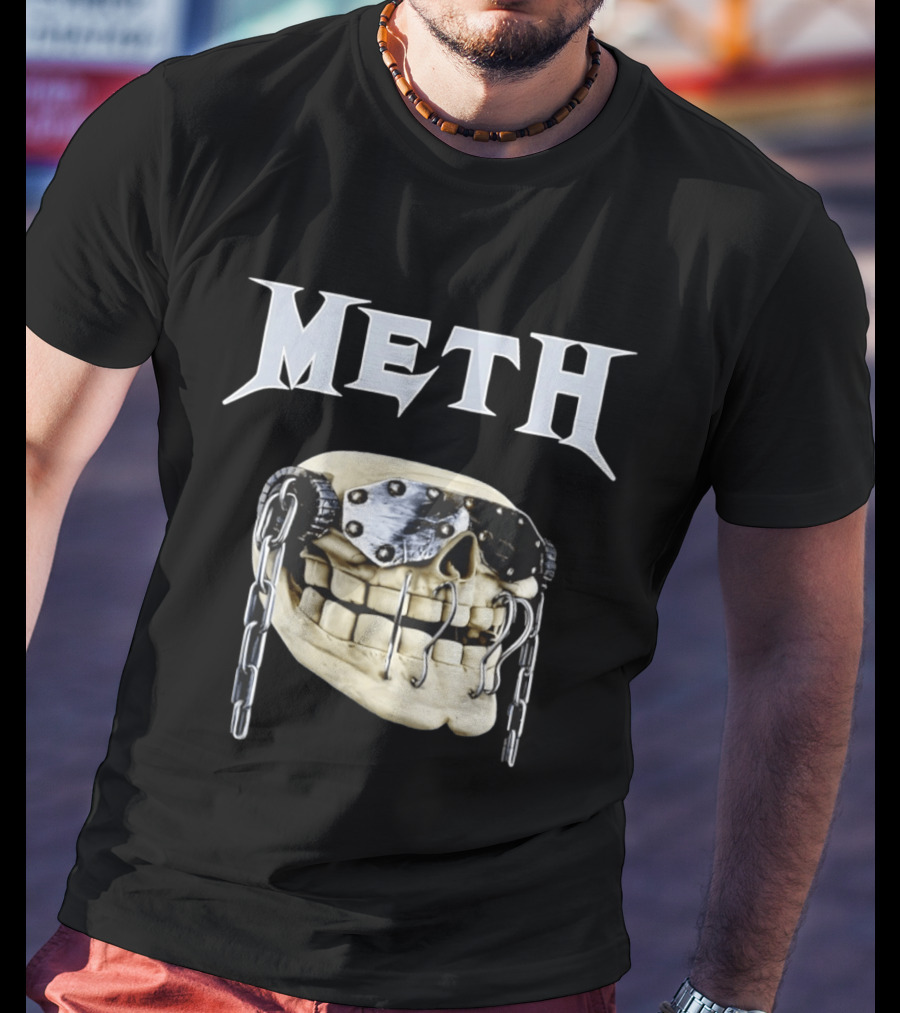 Meth Skull Metal Goggles Chains T-Shirt