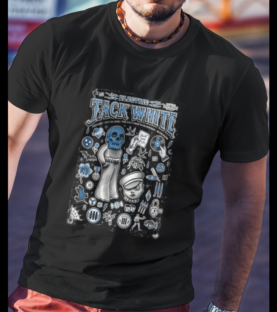 Electric Jack White Chicago July 24 2026 Salt Shed Chicago With Plaketa T-Shirt