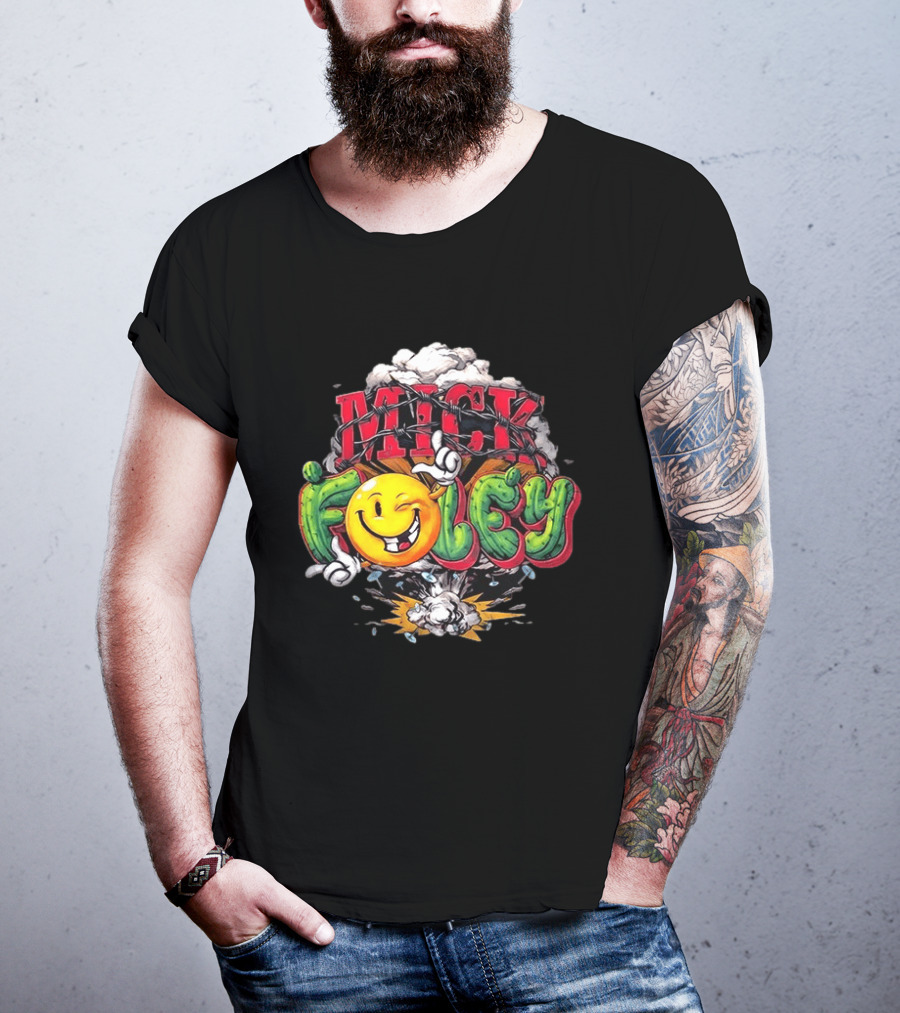 Mick Foley Smiley Explosion Barbed Wire T-Shirt