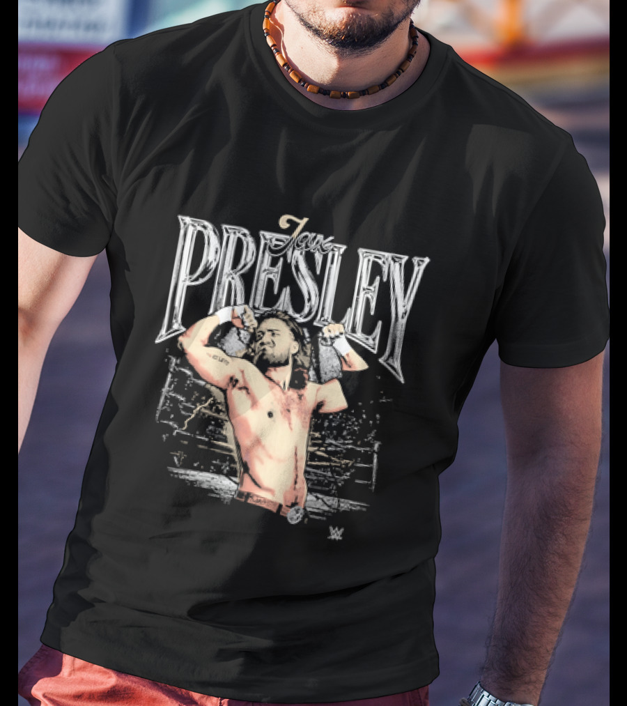 Jax Presley Flexing Muscles WWE Presley Backdrop T-Shirt