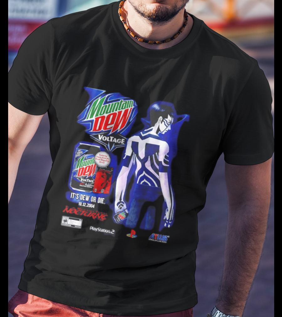 Mountain Dew Voltage Nocturne Devil May Cry Featuring Dante It's Dew Or Die 10.12.2004 PlayStation 2 Atlus T-Shirt