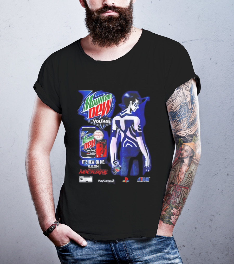 Mountain Dew Voltage Nocturne Devil May Cry Featuring Dante It's Dew Or Die 10.12.2004 PlayStation 2 Atlus T-Shirt