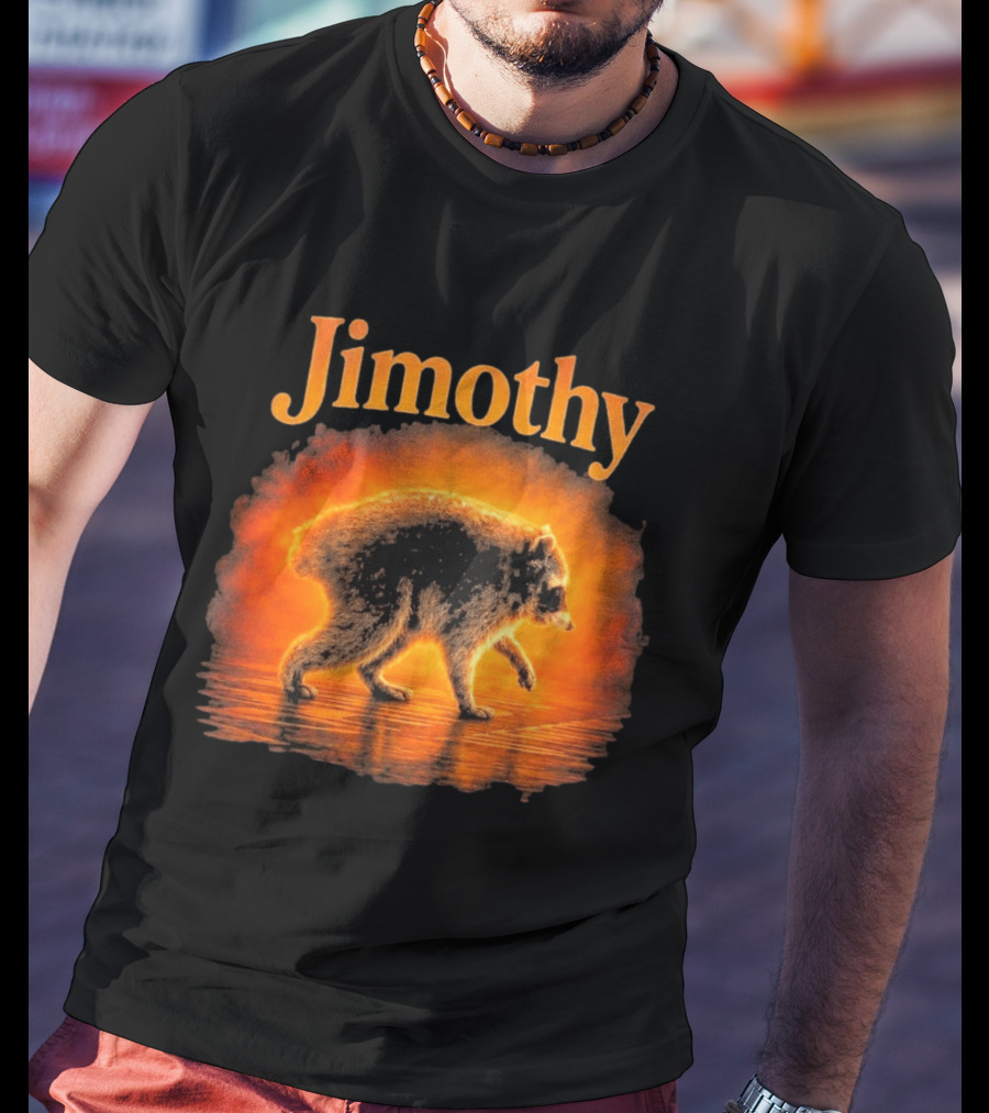 Jimothy Raccoon Silhouette Glowing Sunset Nature Scene T-Shirt
