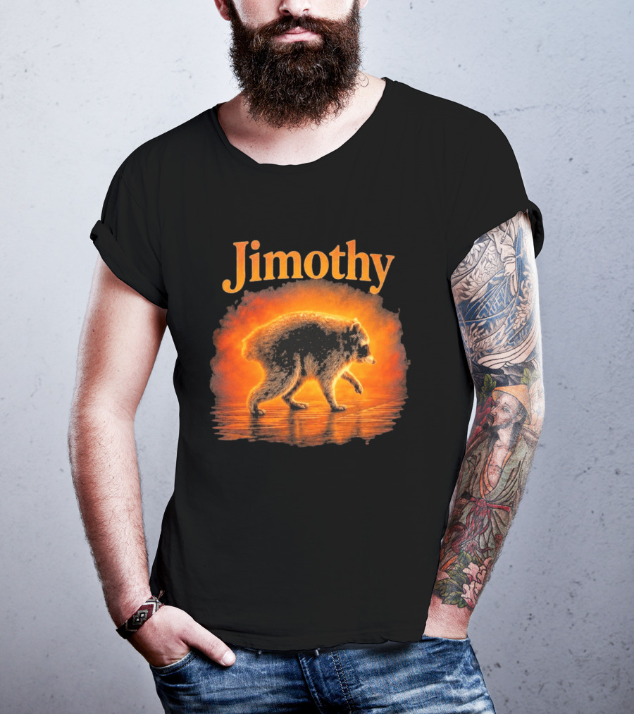 Jimothy Raccoon Silhouette Glowing Sunset Nature Scene T-Shirt