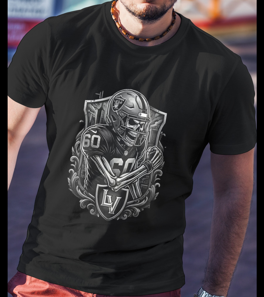 Las Vegas Raiders Skeleton Football Spirit Runs In My Blood T-Shirt