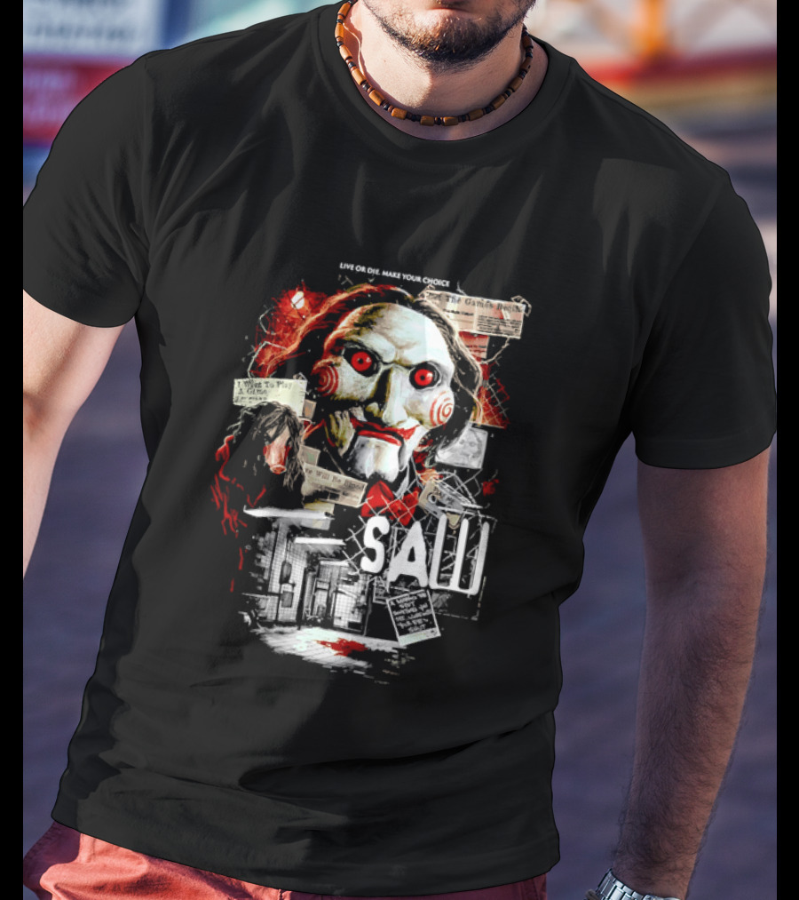Live Or Die Make Your Choice Saw I Want To Play A Game Sometimes You See More With Your Eyes Shut X Marks The Spot T-Shirt