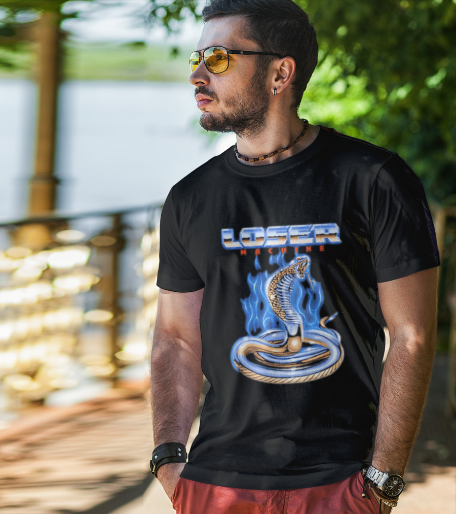 Loser Machine Cobra Flaming Blue Serpent Roaring Snake T-Shirt