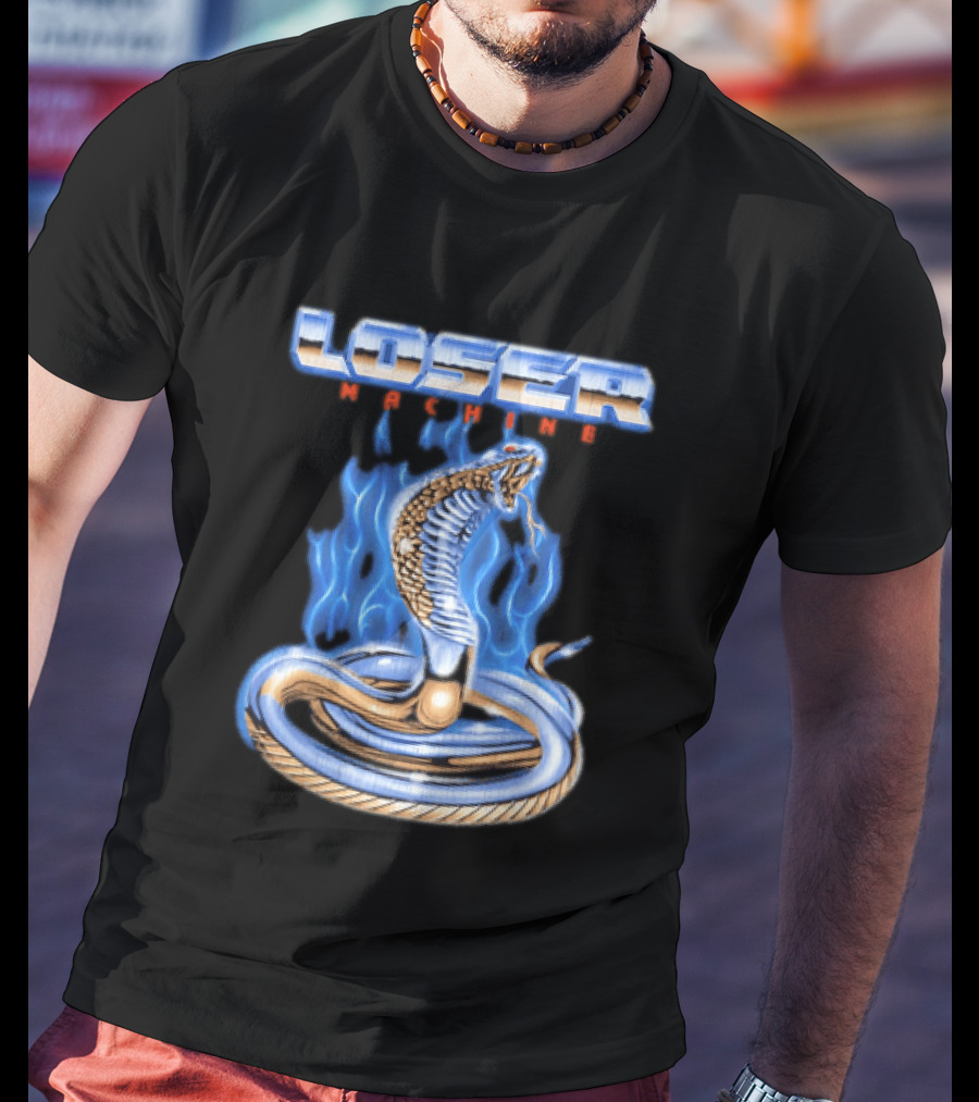 Loser Machine Cobra Flaming Blue Serpent Roaring Snake T-Shirt