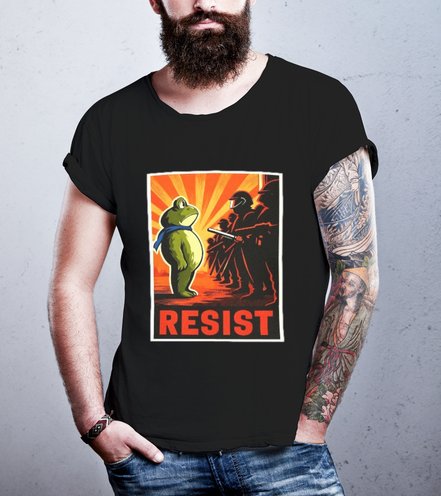 Resist Portland Frog 2025 Anti Fascism Protest Art With Frog And Riot Police T-Shirt
