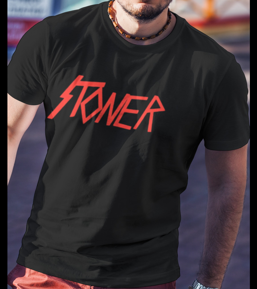 Stoner Heavy Metal Red Lightning Bolt T-Shirt