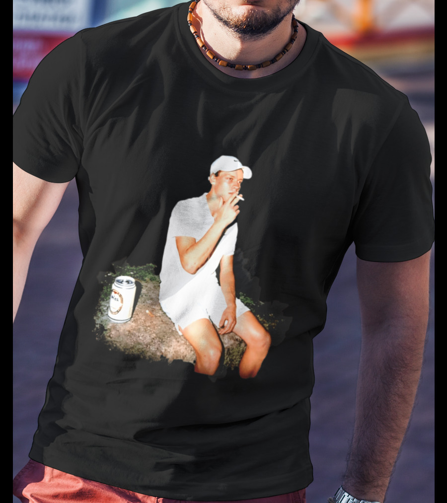 Wimbledon 2026 Men's Singles Italy Jannik Sinner Smoking With Beer T-Shirt